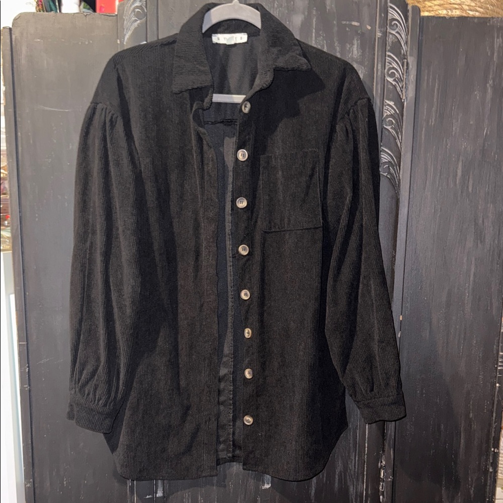 HYFVE Black Button-Up Corduroy Shacket